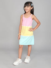 Little Angels Little Angels 1 Pc Dress & Frocks Cotton Spaghetti Neck Sleeveless Color-Block Shift Dress For Baby Girls Dress & Frocks Twirly Whirly Strappy Dress